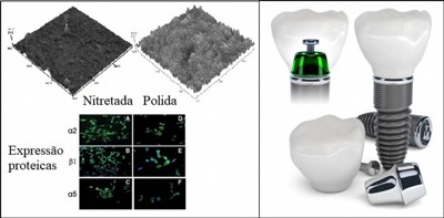 Titanio nitretado a plasma favorece osseointegracao necessaria para implantes.